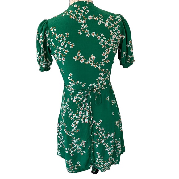 Faithful  the Brand Mira Wrap Dress Cap Estel Print Green Size 2 - Picture 5 of 10